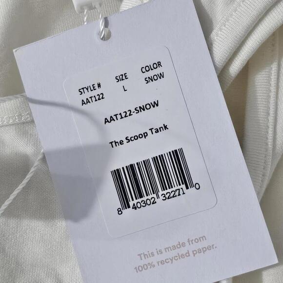 2/$30 Andie The Scoop Tank Bamboo Jersey Snow Size L | Soft Everyday Basic - Picture 6 of 7
